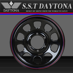 新品 4本価格 会社宛 送料無料 16×7J 6穴 139.7mm ET+38 SHONE SST DAYTONA デイトナブラック 赤青ライン ハイエース キャラバン NO,SH184の画像2