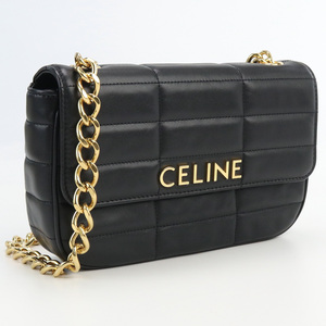 中古良品セリーヌCELINE マトラッセモノクローム チェーン ショルダーバッグ レザー 11127 3EPZ 38NO ブランド ランク：A us-2 レディース