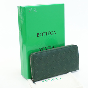 中古良品ボッテガヴェネタBOTTEGA VENETA イントレチャート ジップアラウンドウォレット 長財布 カーフ ランク：A us-2 メンズ