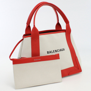 中古良品バレンシアガBALENCIAGA ネイビーカバスS キャンバス トートバッグ 339933 ホワイト系 ランク：A us-2 レディース