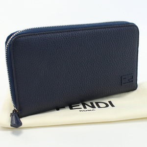 中古良品フェンディFENDI ジップアラウンド財布　ブランド レザー 7M0210 AGQZ ネイビー　 ランク：A us-2