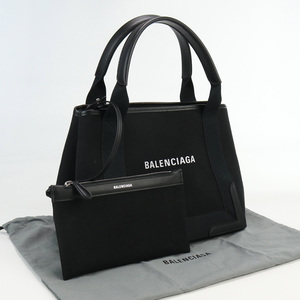 中古良品バレンシアガBALENCIAGA ネイビーカバス S コットンキャンバス トートバッグ 339933 ブラック ランク：A us-2 レディース