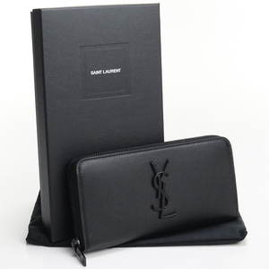 中古良品サンローランSAINT LAURENT 長財布ラウンド レザー 617415 BTY0U 1000 ブラック ランク：A us-2 レディース