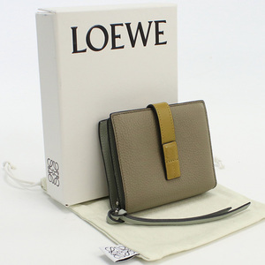 中古良品ロエベLOEWE コンパクトジップウォレット ブランド 三つ折り財布 C660Z41X01 グレージュ系 ランク：A us-2