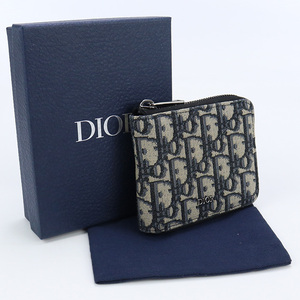 中古良品ディオールChristian Dior ジップウォレット ディオール オブリーク 2ESBC092YSE H05E ネイビー系　 ランク：A us-2 メンズ