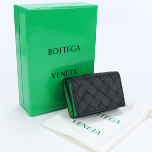 中古・未使用ボッテガヴェネタBOTTEGA VENETA イントレチャート タイニー 三つ折り財布 ブランド 667036 ブラック ランク：S us-1