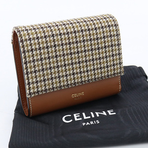 中古良品セリーヌCELINE ツイード スモールウォレット ブランド 三つ折り財布 ランク：A us-2 レディース