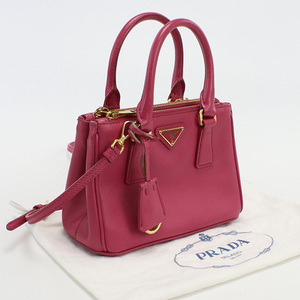 中古プラダPRADA ガレリア 2WAYトートバッグ サフィアーノ 1BH907 NZV F0029 ピンク系　 ランク：AB us-2 2WAY ショルダー レディース