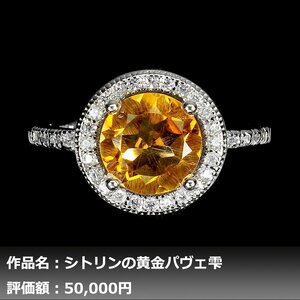 【1円新品】イケゾエガレ｜4.00ct 天然ゴールデンシトリン ダイヤモンド K14WG仕上リング 16号｜作家モノ｜本物保証｜NGL鑑別対応