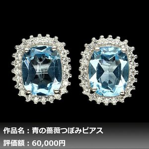 【1円新品】イケゾエガレ｜7.00ct 天然ブルートパーズ ダイヤモンド K14WG仕上ピアス｜作家モノ｜本物保証｜NGL鑑別対応