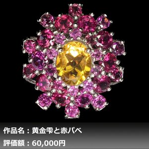 【1円新品】イケゾエガレ｜14.00ct 天然シトリン&ガーネット K14WG仕上リング 14.5号｜作家モノ｜本物保証｜NGL鑑別対応