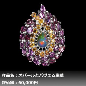 【1円新品】イケゾエガレ｜7.00ct 天然オパール&サファイア&ガーネット K14WG仕上リング 15号｜本物保証｜NGL鑑別書対応の画像1