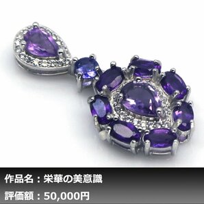 【1円新品】イケゾエガレ｜5.00ct 天然アメジスト&タンザナイト ダイヤモンド K14WGネックレス｜作家モノ｜本物保証｜NGL鑑別対応の画像1