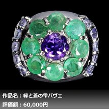 【送料無料】イケゾエガレ｜4.50ct 天然アメジスト&エメラルド&タンザナイト K14WG仕上リング 13.5号｜作家モノ｜本物保証｜NGL鑑別対応_画像1