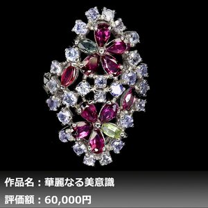 【1円新品】イケゾエガレ｜7.50ct 天然ガーネット&ペリドット&タンザナイト&トルマリン K14WG仕上リング 16号｜作家モノ｜本物保証｜NGL鑑