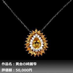 【1円新品】イケゾエガレ｜7.00ct 天然ゴールデンシトリン ダイヤモンド K14WGネックレストップ｜作家モノ｜本物保証｜NGL鑑別対応