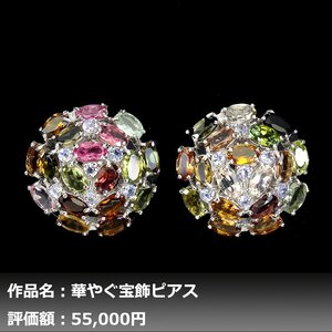 【送料無料】イケゾエガレ｜11.00ct 天然トルマリン&タンザナイト K14WG仕上ピアス｜本物保証｜作家モノ｜NGL鑑別対応