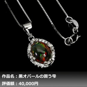 【1円新品】イケゾエガレ｜3.00ct 天然ブラックオパール&ホワイトトパーズ K14WGネックレス｜作家モノ｜本物保証｜NGL鑑別対応