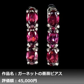 【1円新品】イケゾエガレ｜5.00ct 天然ロードライトガーネット ダイヤモンド K14WG仕上ピアス｜本物保証｜作家モノ｜NGL鑑別対応の画像1