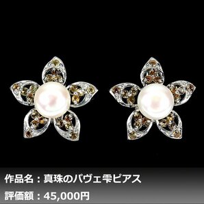 【1円新品】イケゾエガレ｜1.00ct 8.00ミリ 淡水真珠&サファイア K14WG仕上ピアス｜作家モノ｜本物保証｜NGL鑑別対応の画像1