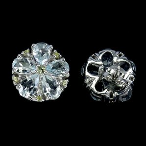 【1円新品】イケゾエガレ｜6.00ct 天然アクアマリン&サファイア K14WG仕上ピアス｜作家モノ｜本物保証｜NGL鑑別対応の画像7