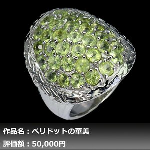 【送料無料】イケゾエガレ｜6.00ct 天然ペリドット K14WG仕上リング 15号｜作家モノ｜本物保証｜NGL鑑別対応