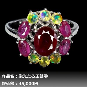 【1円新品】イケゾエガレ｜4.00ct 天然オパール&ピジョンブラッドルビー K14WG仕上リング 17号｜作家モノ｜本物保証｜NGL鑑別対応