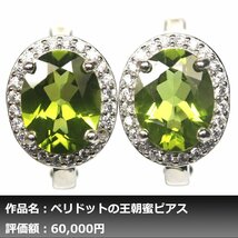 【1円新品】イケゾエガレ｜6.00ct 天然ペリドット ダイヤモンド K14WG仕上ピアス｜作家モノ｜本物保証｜NGL鑑別対応_画像1