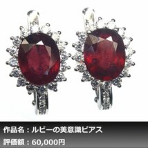 【1円新品】イケゾエガレ｜8.00ct 天然ピジョンブラッドルビー ダイヤモンド K14WG仕上ピアス｜作家モノ｜本物保証｜NGL鑑別対応_画像1