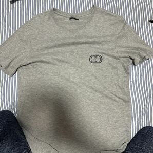 ディオール☆刺繍CDロゴ入りTシャツ グレー ワンポイントロゴ Sの画像5