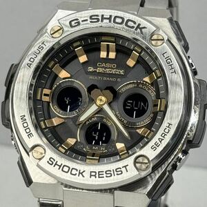 極美品G-SHOCK GST-W310D-1A9JF G-STEEL/Gスチール タフソーラー 電波受信 電波ソーラー マルチバンド6 メタルバンド ゴールド アナデジ