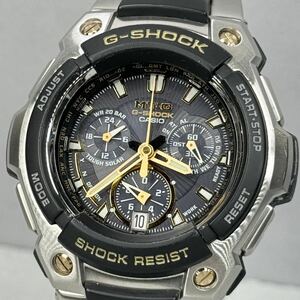 美品 G-SHOCK MTG-1000G-9AJF MT-G タフソーラー 電波受信 電波ソーラー マルチバンド5 ブラック ゴールド メタルバンド クロノグラフ