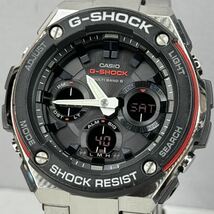 美品 G-SHOCK GST-W100D-1A4JF GスチールG-STEELタフソーラー 電波受信 電波ソーラー マルチバンド6 アナデジ ブラック メタルバンド_画像1