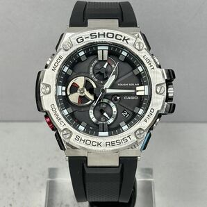 極美品 G-SHOCK GST-B100-1AJF GスチールG-STEEL タフソーラー Bluetooth搭載モバイルリンク メタルベゼル ブラック シルバー ラバーの画像5