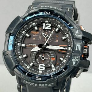 美品G-SHOCK GW-A1100-2AJF グラビティマスター タフソーラー 電波受信 電波ソーラー マルチバンド6 方位計搭載 ネイビー サファイアガラス