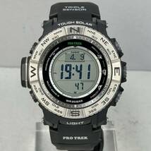 極美品PROTREK PRW-3500-1JF タフソーラー 電波受信 電波ソーラー マルチバンド6方位/温度/気圧/高度計トリプルセンサー ブラック シルバー_画像5