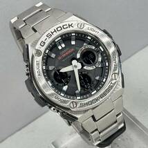 極美品 G-SHOCK GST-W110D-1AJF G-STEEL/Gスチール タフソーラー 電波受信 電波ソーラー マルチバンド6 メタルバンド 反転液晶 アナデジ _画像2