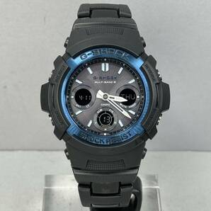 極美品 CASIO G-SHOCK AWG-M100BC-2AJF タフソーラー 電波受信 電波ソーラー マルチバンド6 ブラック ブルー 反転液晶 メタルコアバンドの画像5