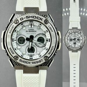 美品 G-SHOCK GST-W310-7AJF G-STEEL/Gスチール タフソーラー電波受信 電波ソーラー マルチバンド6 メタルベゼル ホワイト アナデジの画像3