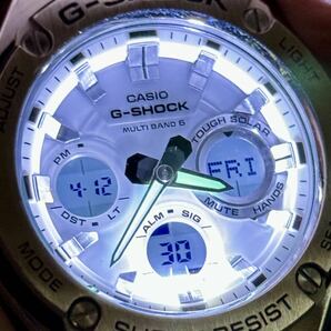 極美品 G-SHOCK GST-W110D-7AJF Gスチール/G-STEELタフソーラー 電波受信 電波ソーラー マルチバンド6 メタルバンド ホワイト アナデジの画像9