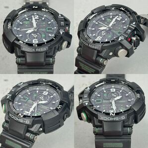 極美品 G-SHOCK GW-A1100-1A3JF グラビティマスター タフソーラー 電波受信 電波ソーラー マルチバンド6 方位計搭載 ブラック グリーンの画像4