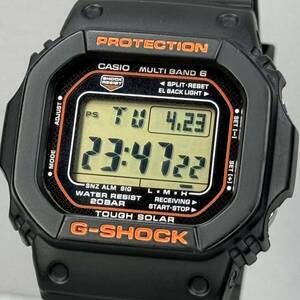 極美品 CASIO G-SHOCK GW-M5610R-1JF タフソーラー 電波受信 電波ソーラー マルチバンド6 スクウェア ブラック オレンジ カラー液晶