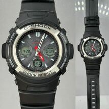 極美品 G-SHOCK AWG-M100-1AJF タフソーラー 電波受信 電波ソーラー マルチバンド6 アナログ/デジタルコンビ アナデジ ブラック_画像3