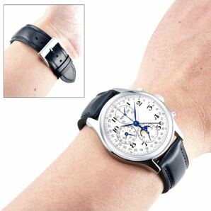 F31[BINLUN] 革時計ベルト クイックリリース オイルワックスレザー 腕時計バンド内側シリコン製男女兼用 20mm（ブルー/シルバー バックル）の画像3