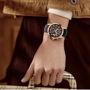F31[BINLUN] 革時計ベルト クイックリリース オイルワックスレザー 腕時計バンド内側シリコン製男女兼用 20mm（ブルー/シルバー バックル）の画像5