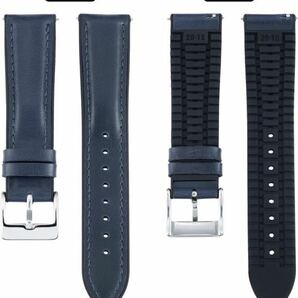 F31[BINLUN] 革時計ベルト クイックリリース オイルワックスレザー 腕時計バンド内側シリコン製男女兼用 20mm（ブルー/シルバー バックル）の画像2