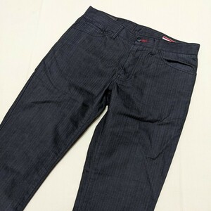 ☆AD41 ORIHICA GARAGE オリヒカ メンズ W79 M デニム パンツ ジーパン 黒 ダークグレー ストライプ カジュアル