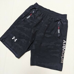 ☆AD12 UNDER ARMOUR アンダーアーマー メンズ LD L ハーフパンツ グレー カモフラ 迷彩 薄手 スポーツ ウェア トレーニングの画像1