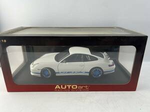 ほぼ未使用　1/18 オートアート ポルシェ 911(996) GT3 RS 2004 ホワイト/ブルーストライプ 1円～　ミニカー