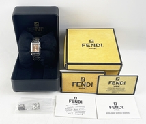 1円～ FENDI フェンディ クラシコ QZ ピンク文字盤 純正SSベルト 腕時計 クォーツ 005-7000L-988_画像1